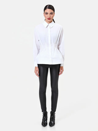 Camicia in cotone bianca con effetto corsetto