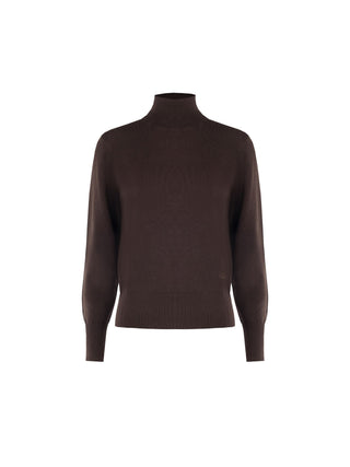 Dark Brown Viscose Turtleneck Sweater