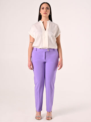 Curvy Lilac Trousers in Technical Fabric