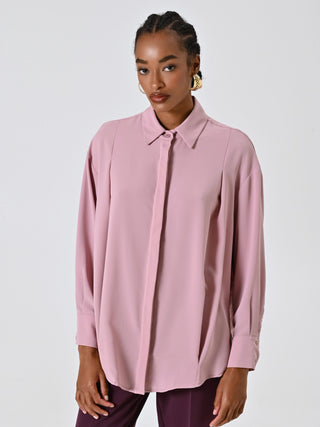 Camicia Rosa con Bottoni Ricoperti