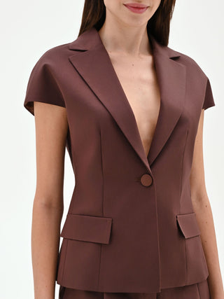 Chocolate Cap-Sleeve Blazer