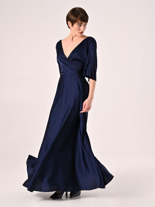 Robe midi en satin bleu