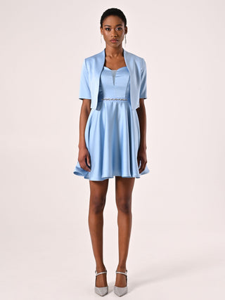 Light Blue Shrug in Structured Satin