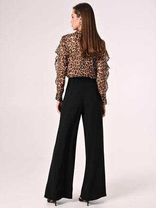 Black Trousers with Gold Buckle Belt