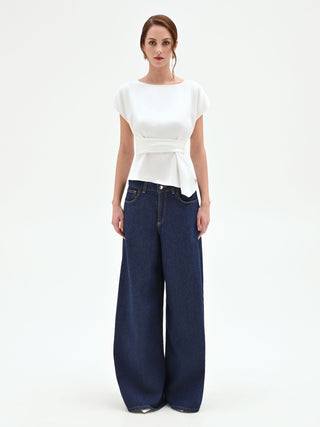 Creamy white satin blouse