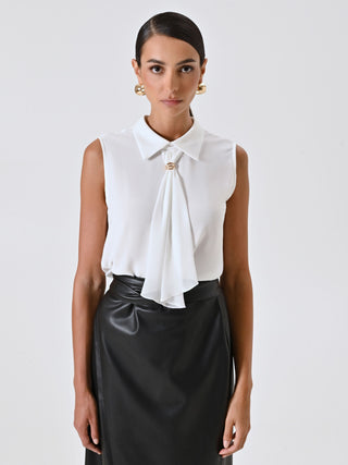 White Top with Lavalliere Collar