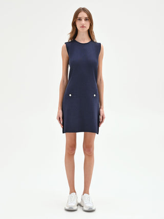 Marineblaues Strickkleid