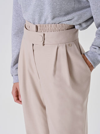 Beige Palazzo Trousers with Drawstring