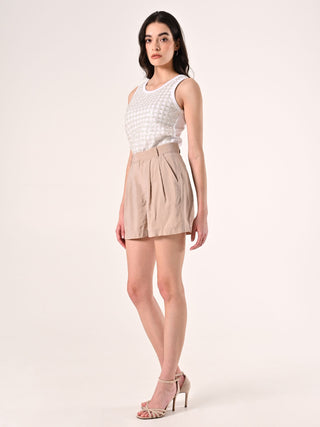 Dark Beige Shorts in Modal Blend