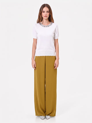 Maglia in misto viscosa con decoro strass