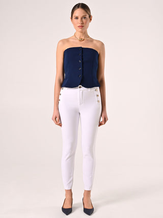White Trousers with Nautical Buttons