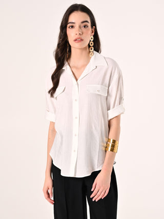 Camicia effetto Goffrato in Misto Viscosa