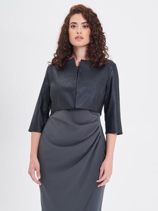Faux Curvy Leather Shrug