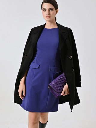 Robe fourreau violet myrtille à rabats