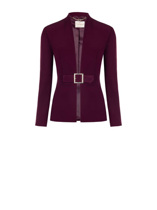 Burgundy Technical Fabric Jacket with Geometric Buckle