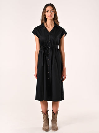 Hemdblusenkleid aus Baumwolle in Schwarz