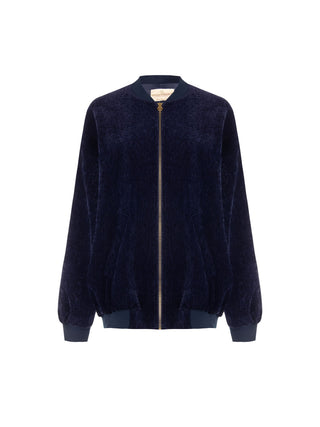 Bomber oversize in velluto blu navy Giorgia Palmas X Rinascimento