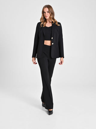 Mid-Flared Trousers in Technical Fabric