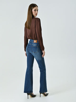  Flared Jeans with Flat Buttons