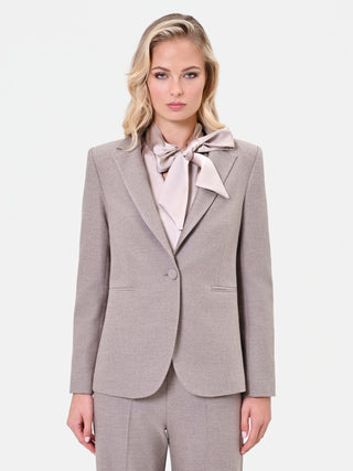 Single-Breasted Taupe Beige Viscose Blend Jacket