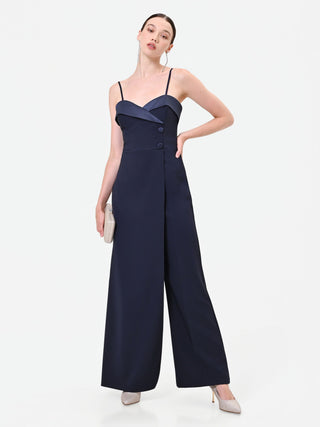 Tuta lunga blu navy con corpetto bustier
