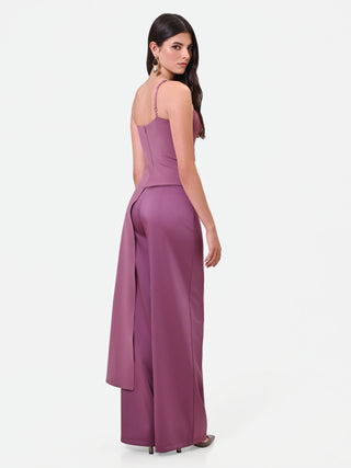 Pantalon palazzo en satin rose ancien Giorgia Palmas X Rinascimento