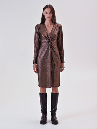 Tubino Drappeggiato in Maglia Laminata Bronzo