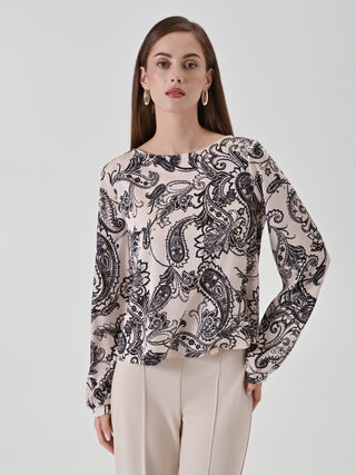Light Beige Paisley Print Blouse