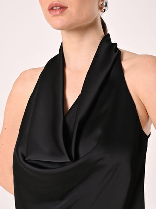 Top noir en satin
