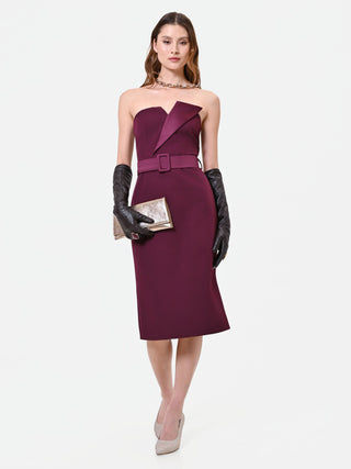 Tubino Bordeaux con Cintura e Rever