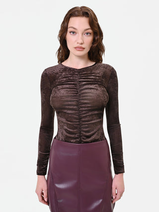 Blusa in velluto stropicciato moro
