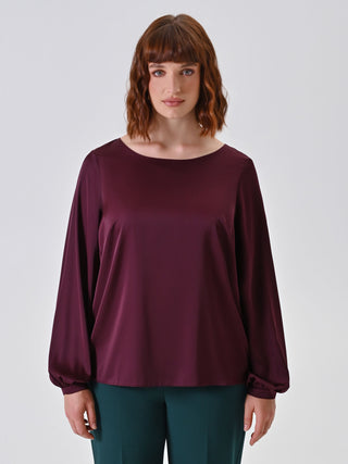 Burgundy Satin Curvy Blouse