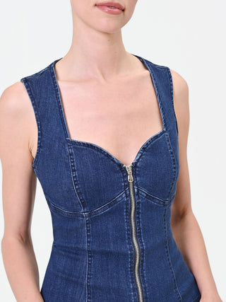 Gilet bustier in denim blu indaco