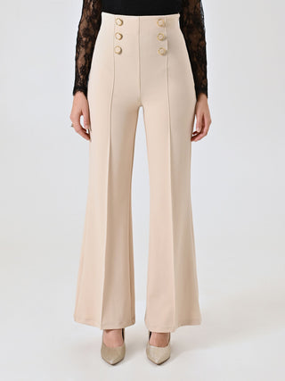 Pantaloni Sei Bottoni Beige Chiaro