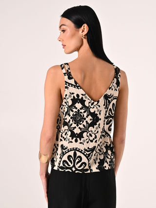 Top en viscose imprimé ethnique