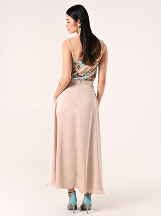 Skirt in Light Beige Satin