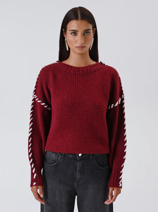 Maglione Bordeaux con effetto Impunture