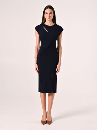 Blue Sheath Dress with Cut-out Detail