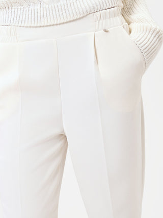 Pantalone panna cropped con risvolto