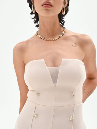 Light Beige Bustier Palazzo Jumpsuit