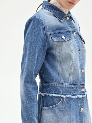 Capospalla lungo in denim azzurro