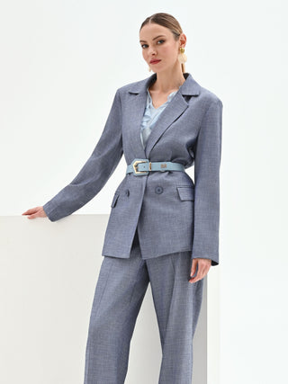 Zweireihiger Blazer aus Chambray