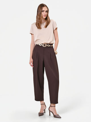 Pantalone marrone testa di moro con pinces