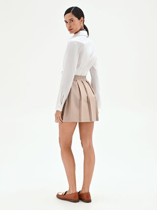 Minigonna a pieghe tortora beige