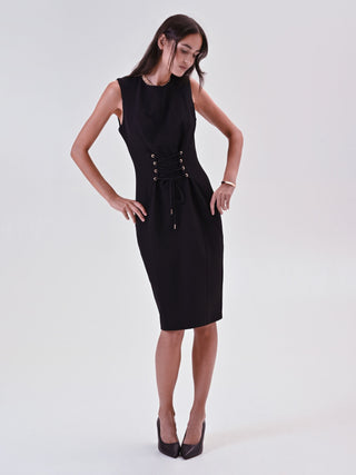 Black Bustier Sheath Dress with Laces