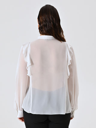 Curvy White Blouse with Ruffles