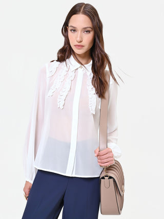 Taupe Beige Pleated Crossbody Bag