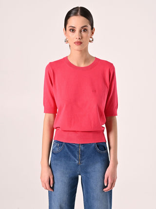 Pull fuchsia à manches courtes