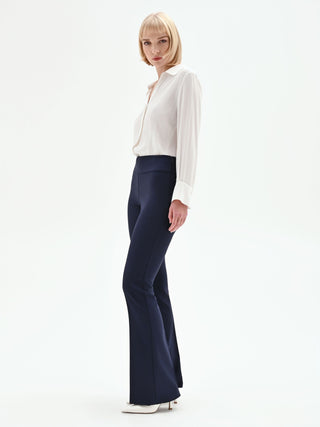 Pantalone a zampa blu in tessuto tecnico
