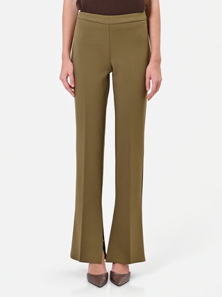 Pantalone svasato verde militare con spacco al fondo